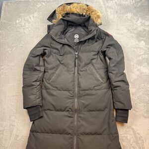 Canada Goose Womens Small Black Long Down Puffer Parka Coat Fur Trim Hood